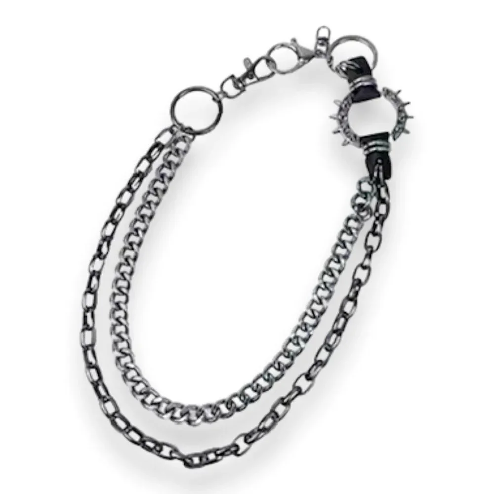 Black Chunky Metal Chains Spiked Pants Chains Belt- NWT